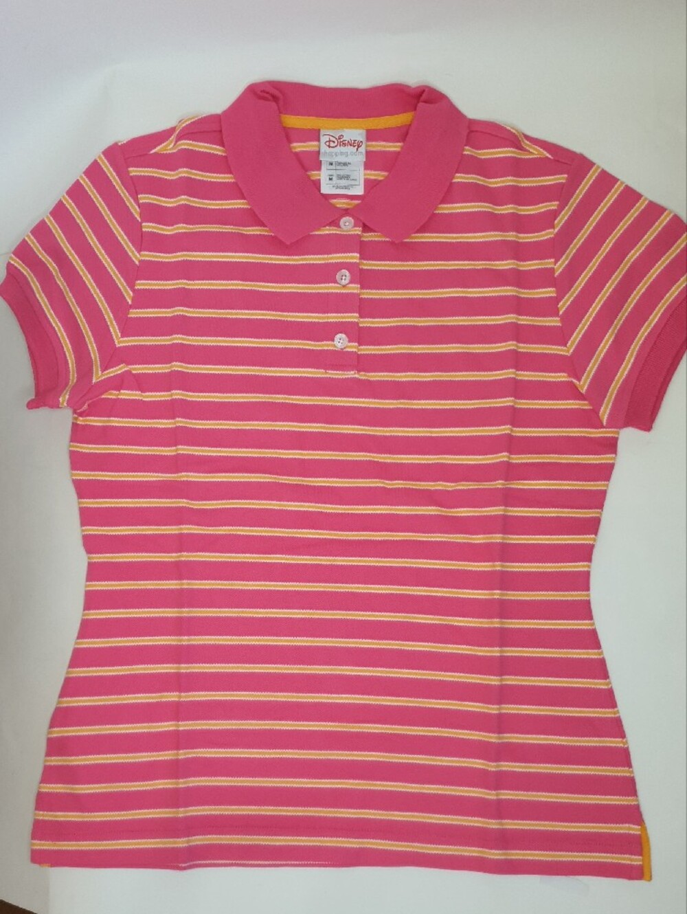 Disney Pink Polo with Yellow and White Stripes NWT